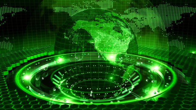 Earth rotated on a green loop