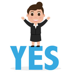 Happy business woman, yes