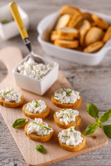 Bruschetta sandwiches with cottage cheese