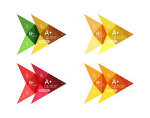 Colorful arrow option infographics banners, business geometric templates