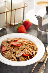 Multigrain healthy cereals with fresh strawberry
