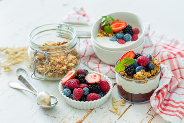 Breakfast with fresh fruits and berries
