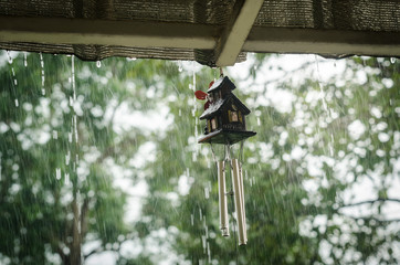 wind chime in rainy day
