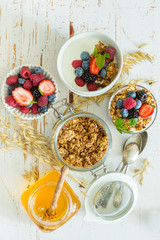 Breakfast with fresh fruits and berries