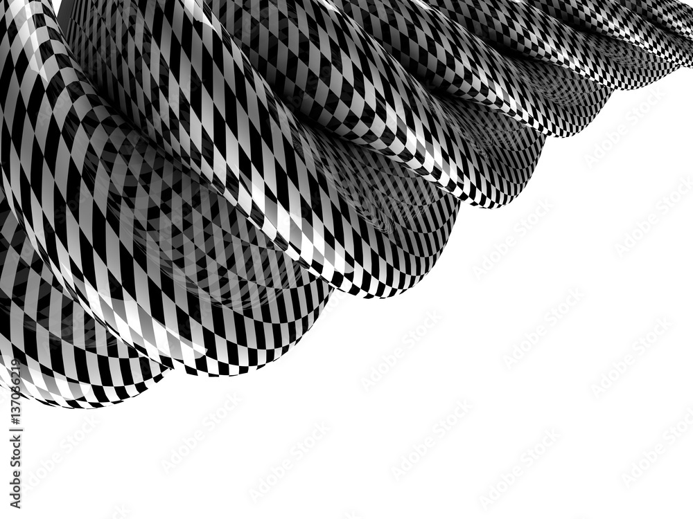 Poster abstract swirly chess shape on white background. 3d rendering