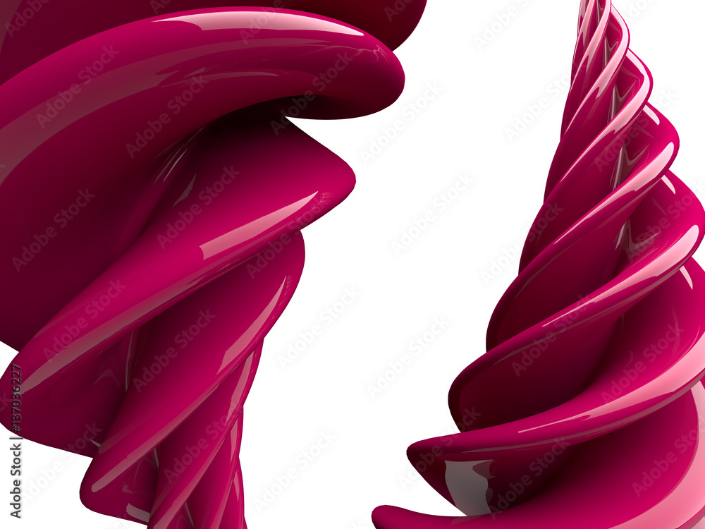 Poster abstract swirly shape on white background. 3d rendering