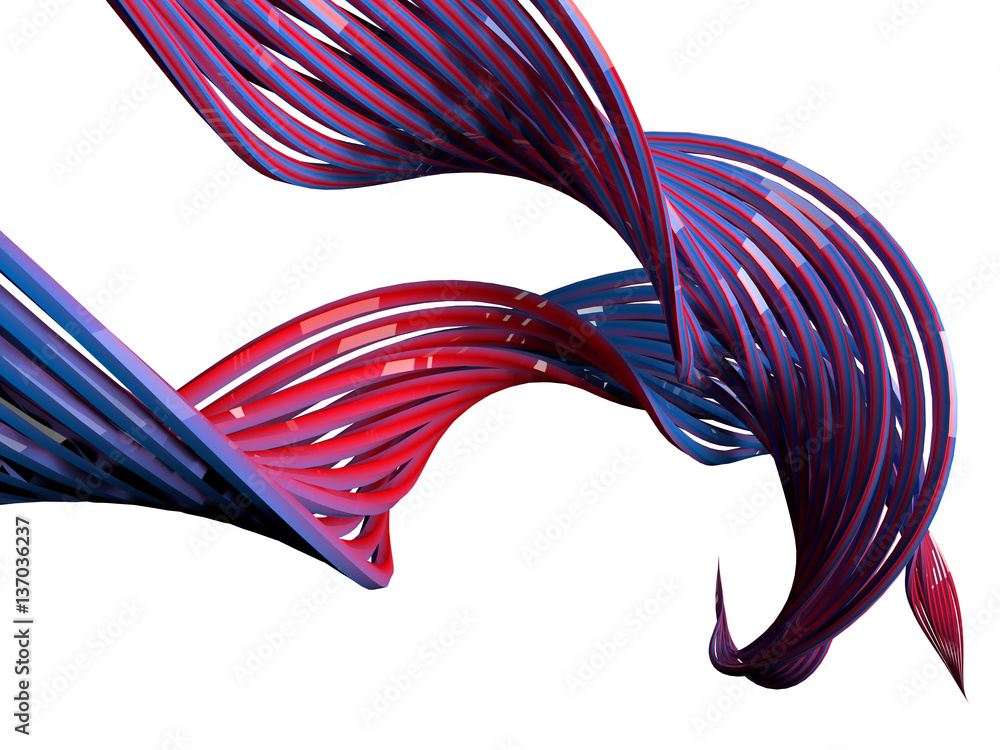 Poster abstract swirly shape on white background. 3d rendering