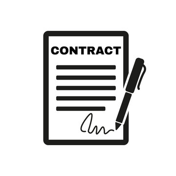 The Contract Icon. Agreement And Signature, Pact, Accord, Convention Symbol. Flat Vector Illustration