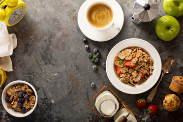 Multigrain healthy cereals with fresh strawberry