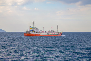 Logistic concept,Tanker was sailing at sea.