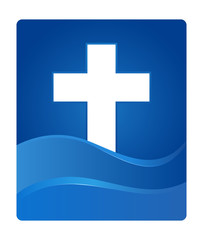 Obraz premium Blue Gradient Christianity Cross Symbol