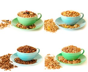 Collage of 4 different types of granola.