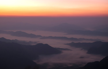 Landscape sunrise in nature at Pha Tang in Chiang rai,Thailand