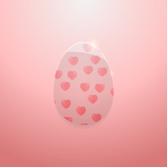 Glass egg with hearts pattern