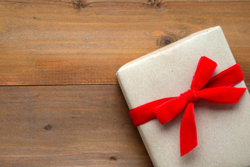 Vintage gift box on wood background