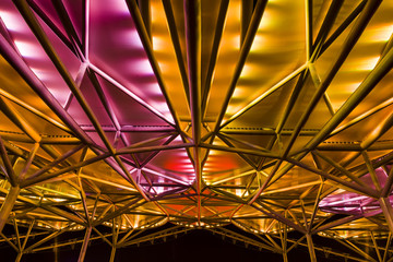 Fototapeta premium Steel structure building in the evening