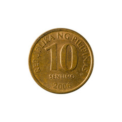 10 philippine sentimo coin (2006) obverse isolated on white background