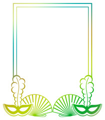 Color gradient frame with carnival masks. 