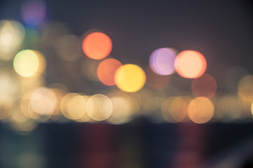 Blurred abstract background of cityscape at sea harbour hong kon - obrazy, fototapety, plakaty
