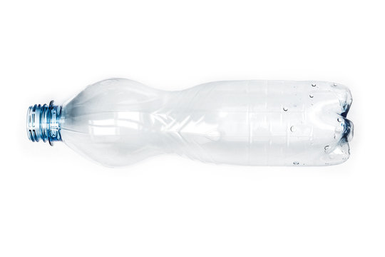Top View Empty Plastic Bottle Isolated on White Background
