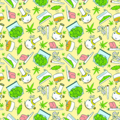 "What to do if you got a wed" series. Vector seamless pattern. 7 objects. Line art style. EPS 10