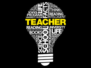 TEACHER bulb word cloud, business concept