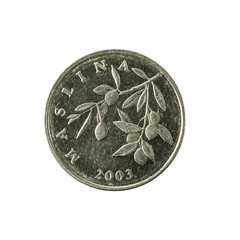 20 croatian lipa coin (2003) reverse isolated on white background - obrazy, fototapety, plakaty