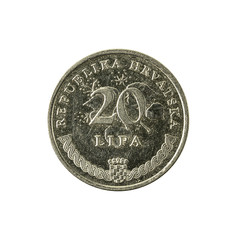 20 croatian lipa coin (2003) obverse isolated on white background