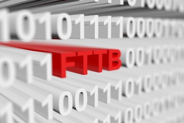 fttb as a binary code with blurred background 3D illustration - obrazy, fototapety, plakaty