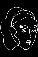 vector sketch of the face of a beautiful young girl