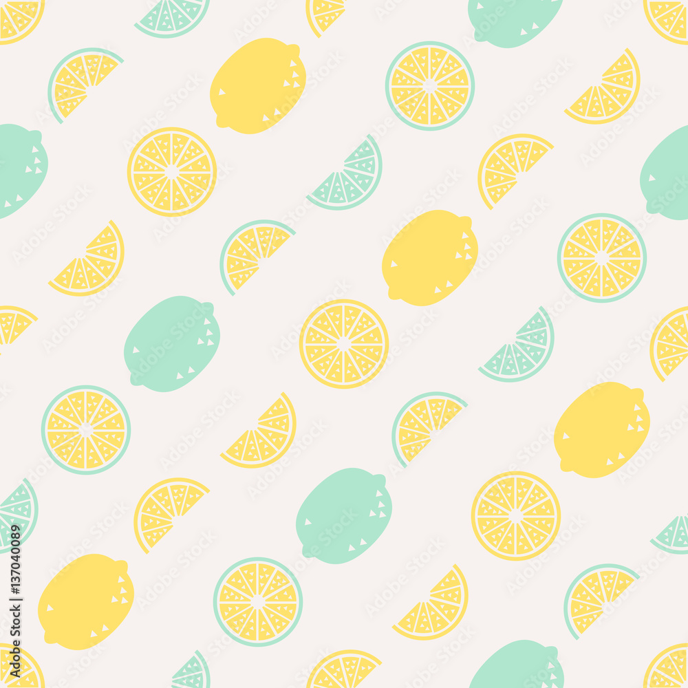 Poster seamless pattern with citrus fruits
