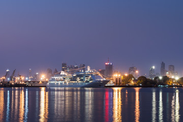 Luxury cruise ship stay in the harbor