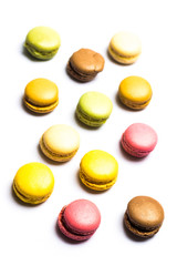 Colorful Macarons Isolated on White Background