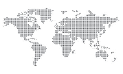 Fototapeta na wymiar Pictogram - World map, Dots, Circle, medium - Object, Icon, Symbol