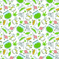 "What to do if you got a wed" series. Vector seamless pattern. 7 objects. Line art style. EPS 10
