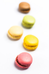 Colorful Macarons Isolated on White Background