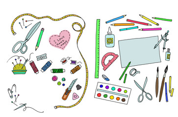 инструменты для шитья и рисования