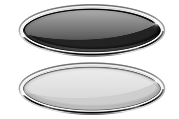 Black and white oval buttons with chrome frame