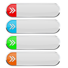 Fototapeta premium White buttons with colored arrow tags. Menu interface elements with metal frame