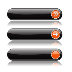Black buttons with orange arrows. Menu interface elements