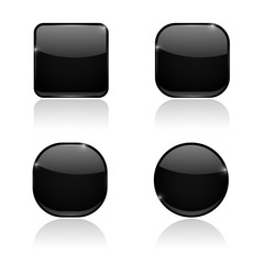 Set of black buttons. Web shiny 3d icons
