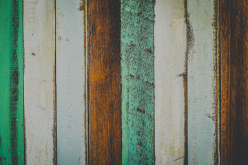 Wooden texture blue, green, dark brown, white, color for the background, Closeup.