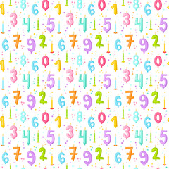 Celebratory seamless pattern with confetti and candles.