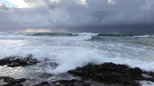 Rough sea, Ascea, Cilento, Italy, 4K 