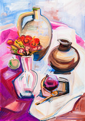 still life on cloth