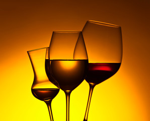 glasses with red and white wine