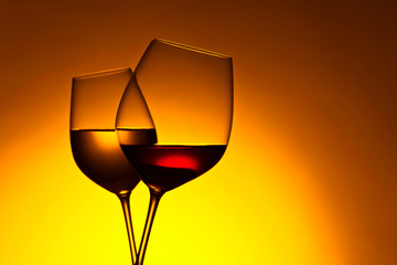 glasses with red and white wine