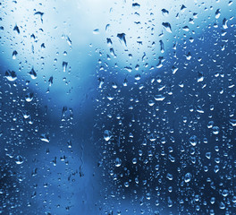 Fototapeta premium Natural water drops on glass