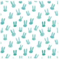 Cute seamless pattern with watercolor rabbits.
