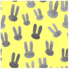 Obraz premium Cute seamless pattern with watercolor rabbits.